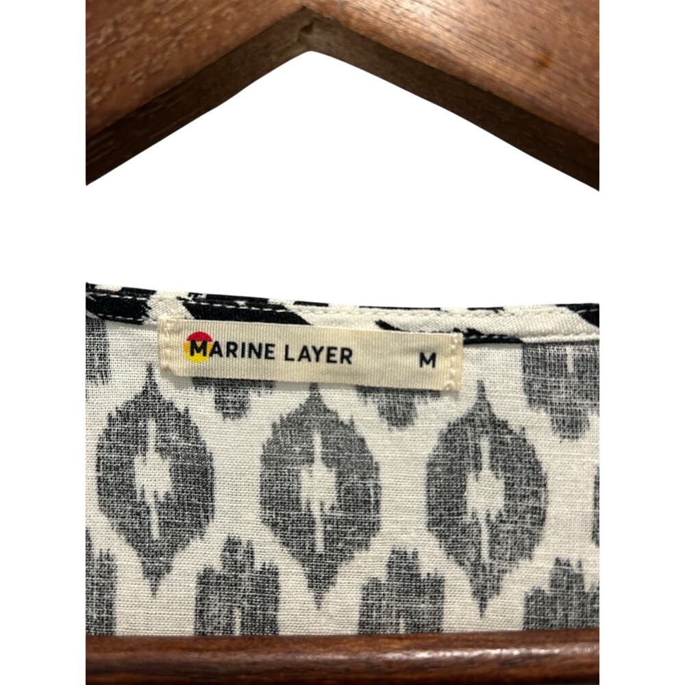 Marine Layer Black and White Printed Wrap Midi Dress - Picture 3 of 9